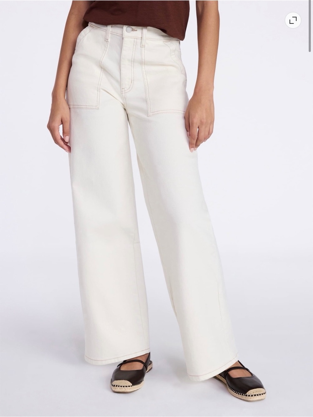 Time and Tru Wide-Leg High-Rise Jeans - Cream